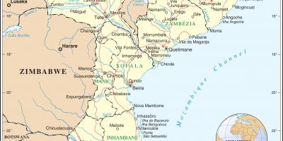 Aeroportos em Moçambique num mapa