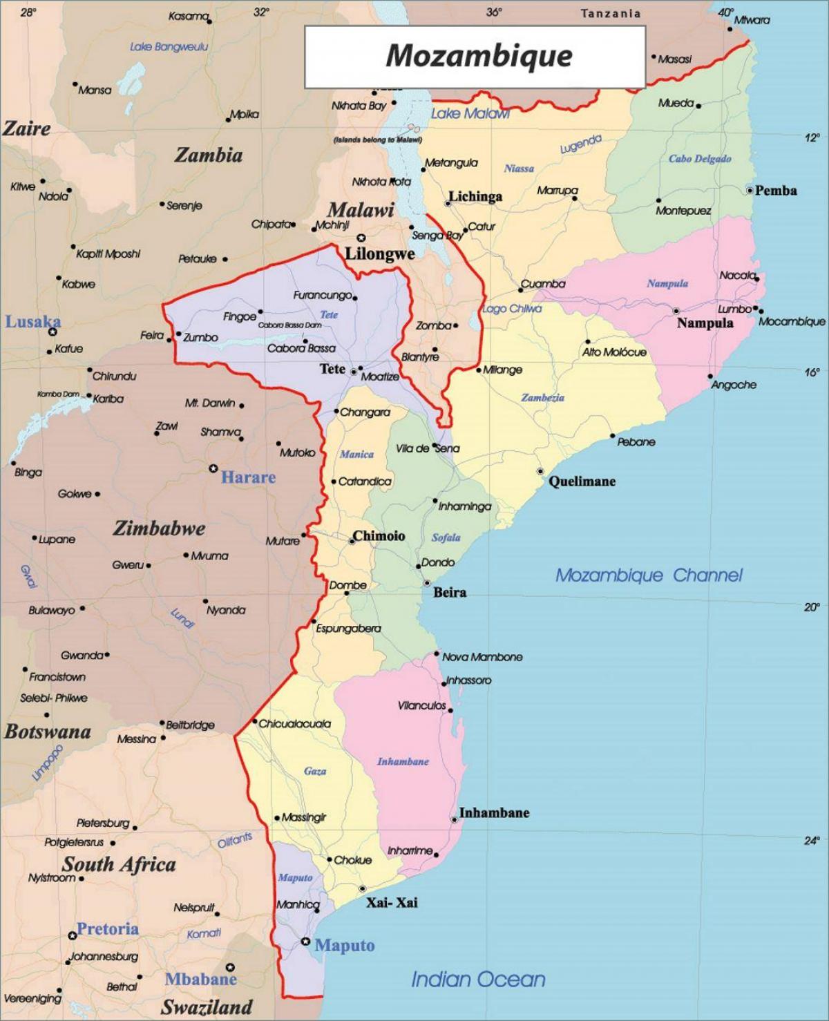 Político em moçambique mapa