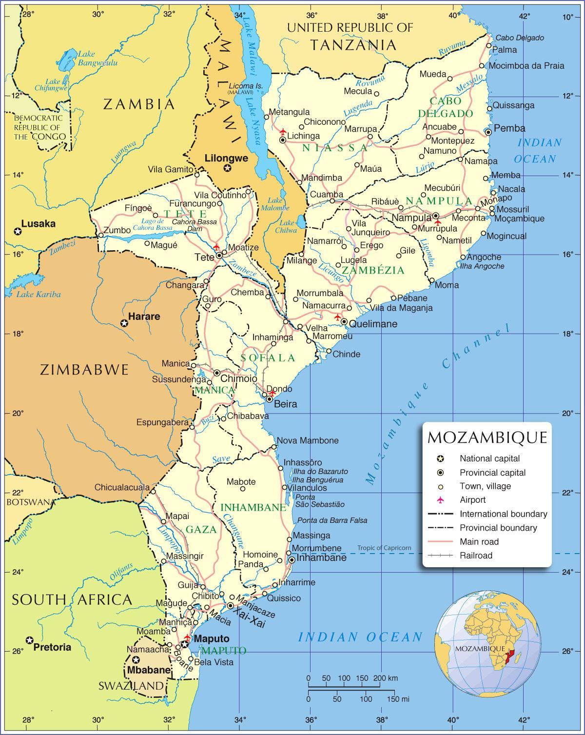 mapa do norte de Moçambique